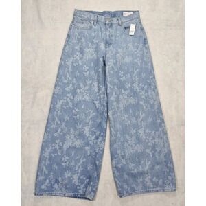 Gap Jeans Womens 29 / 8 R NEW Wide Leg Loose Baggy Fit Soft Floral Butterflies